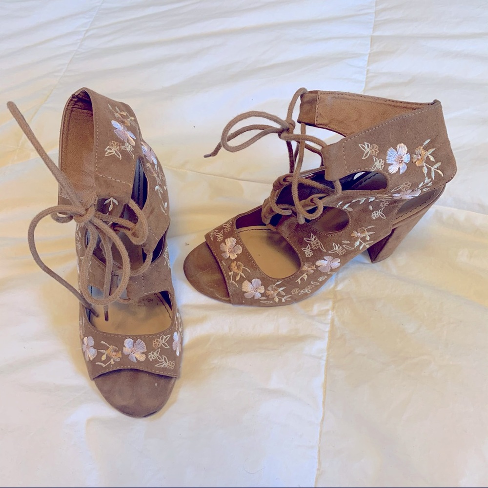 Just Fab Floral Heel Sandals